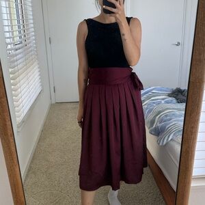 Chic Burgundy Midi Skirt - X-Large